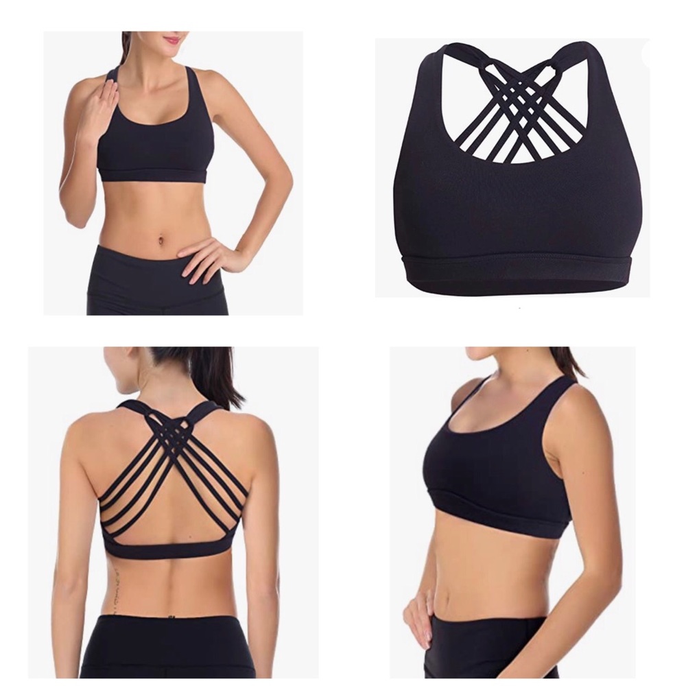 New Zeronic Black Crisscross Sports Bra Size L  Experience comfort and support